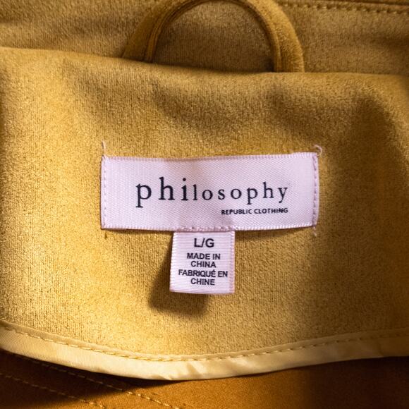 Philosophy Faux Suede Moto Jacket Mustard Yellow Large Modern Classic - Picture 7 of 8